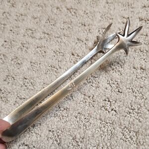 Vintage Silver Plated Tongs With Claw Talon Design Serving Sugar, Ice, Or Olives